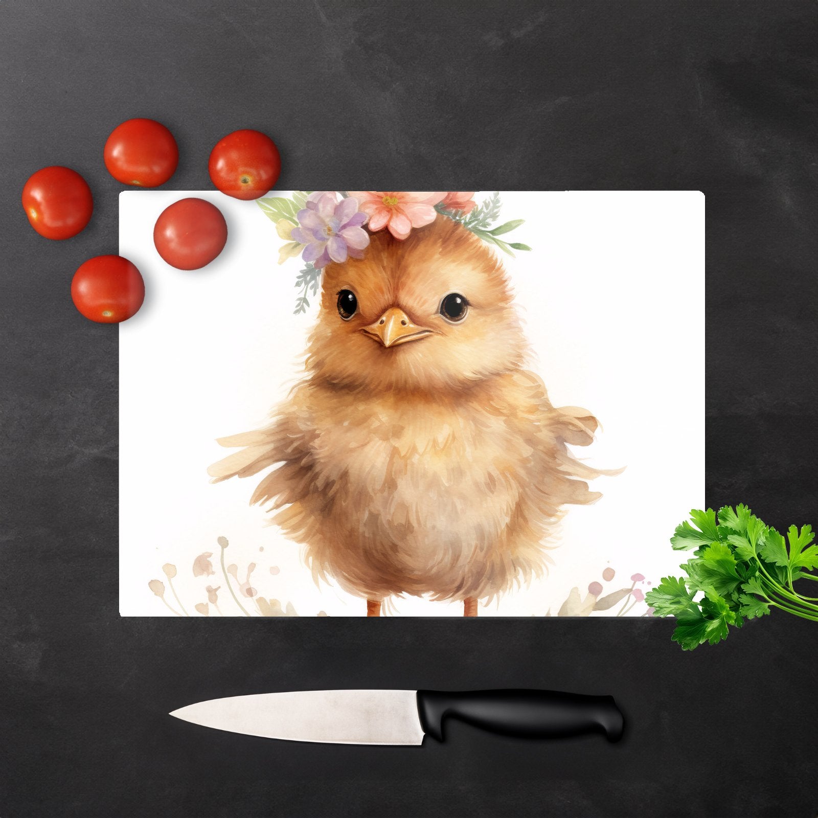 Watercolour, Cute Easter Chick Chopping Board
