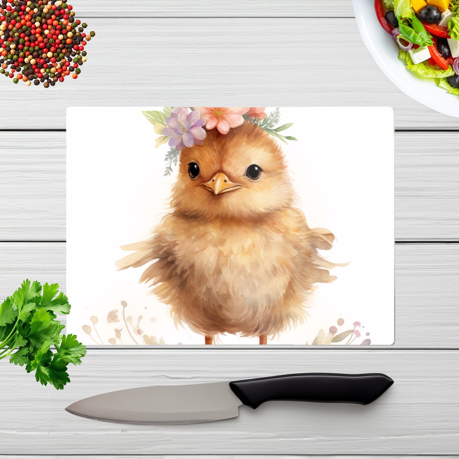 Watercolour, Cute Easter Chick Chopping Board