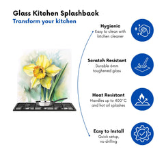 Watercolour Daffodil Kitchen Splashback