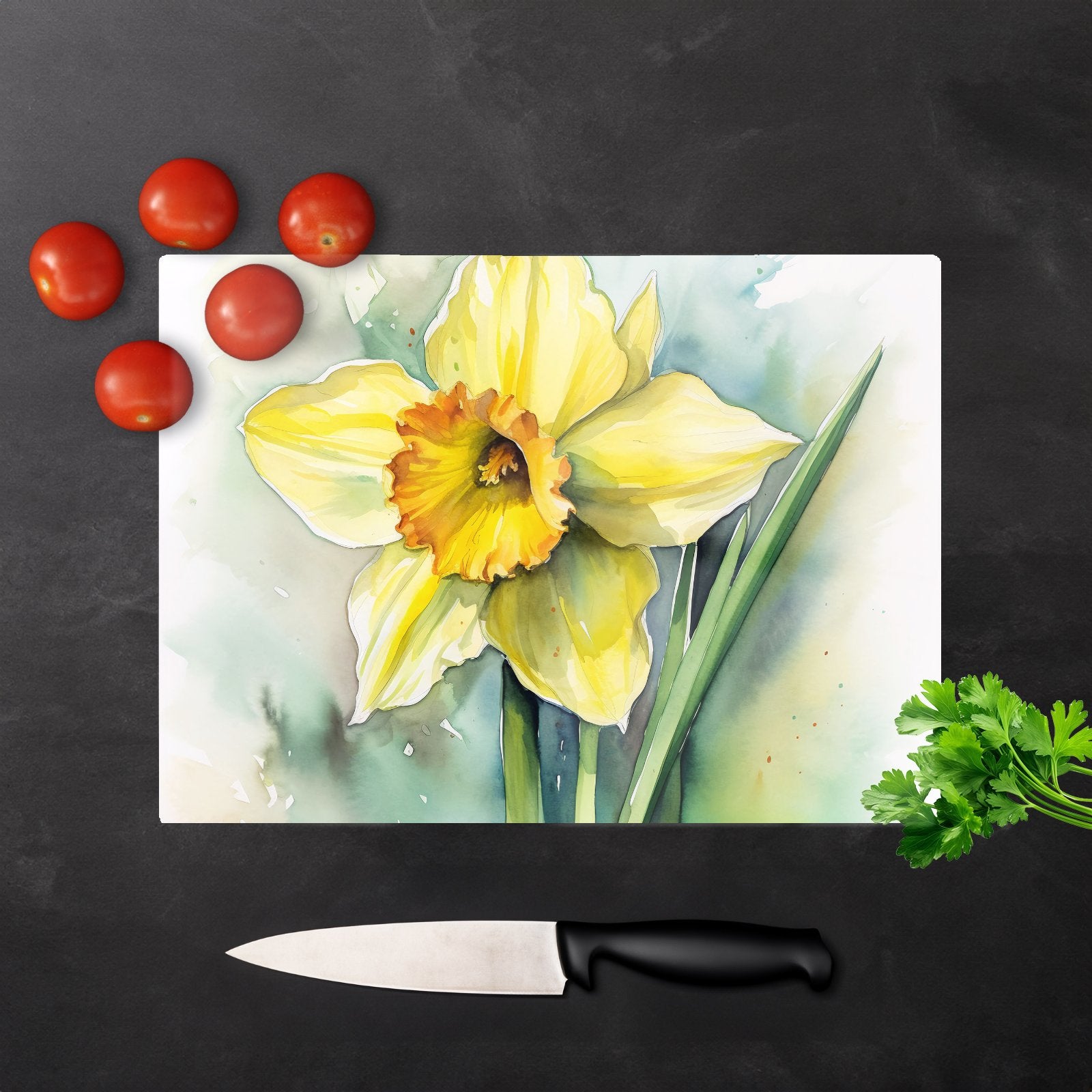 Watercolour Daffodil Chopping Board