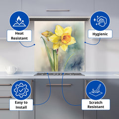 Daffodil Watercolour Kitchen Splashback