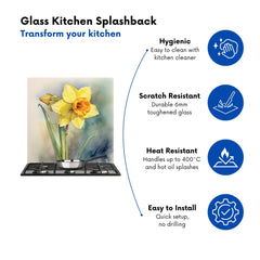 Daffodil Watercolour Kitchen Splashback