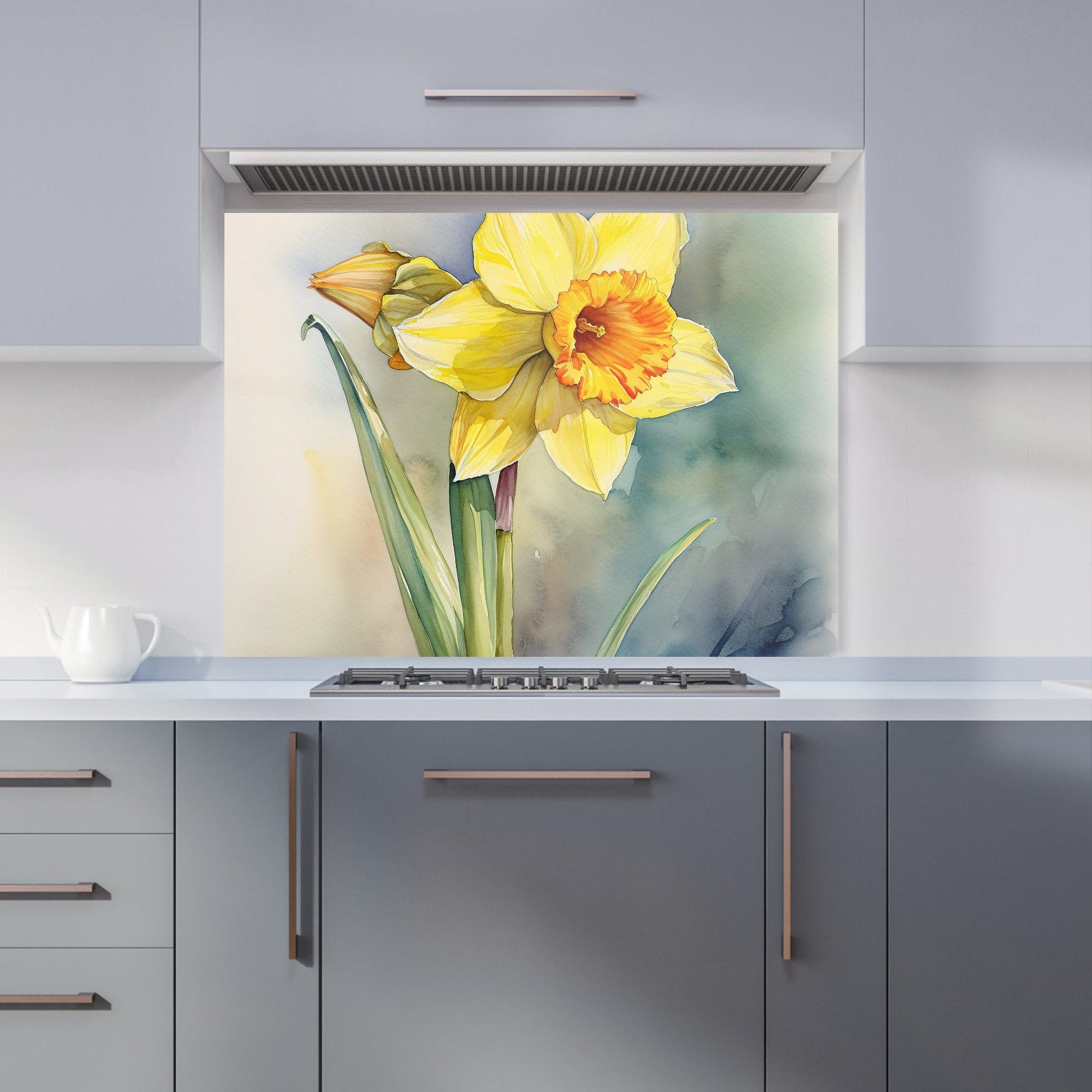 Daffodil Watercolour Kitchen Splashback
