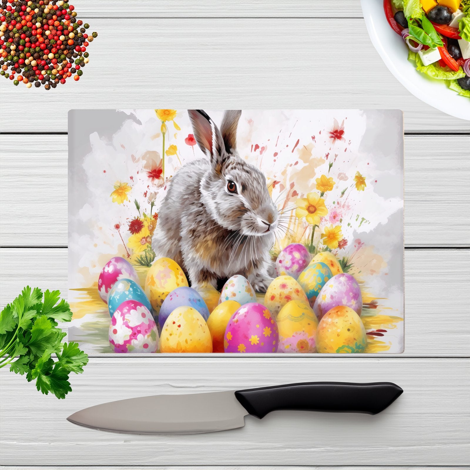 Splashart Easter Bunny And Eggs Chopping Board