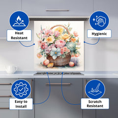 Easter Watercolour Basket Kitchen Splashback