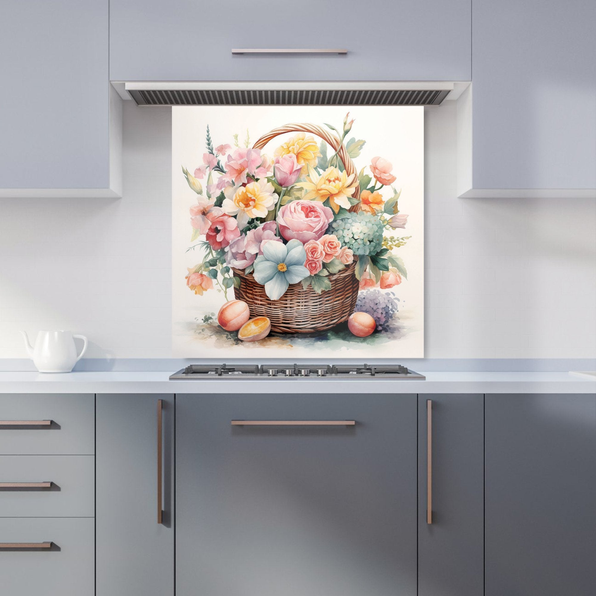Easter Watercolour Basket Kitchen Splashback