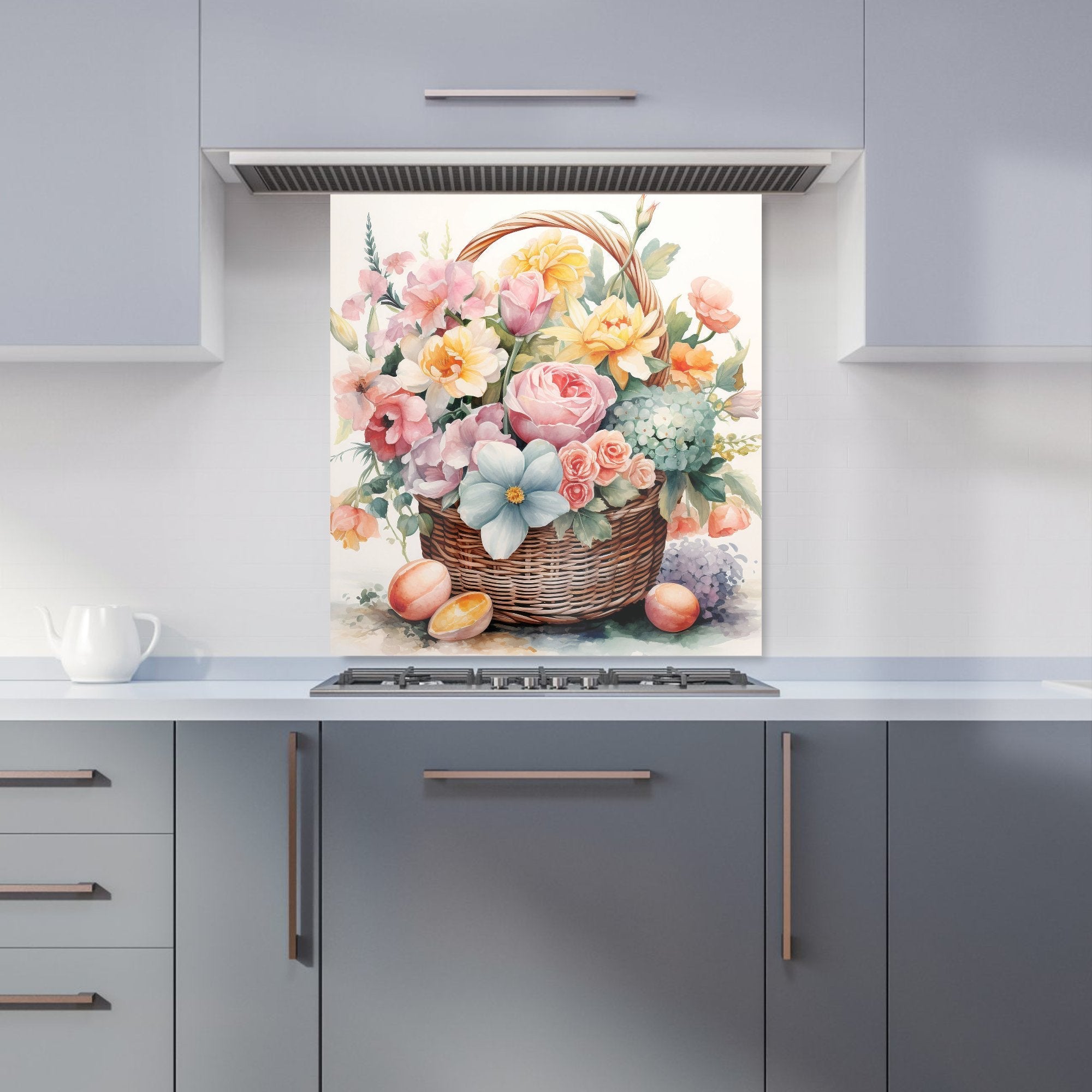 Easter Watercolour Basket Kitchen Splashback