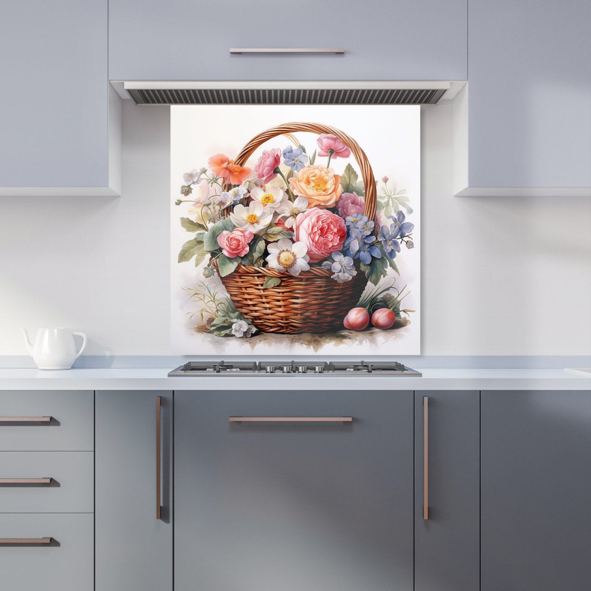 Victorian Easter Basket Watercolour Kitchen Splashback