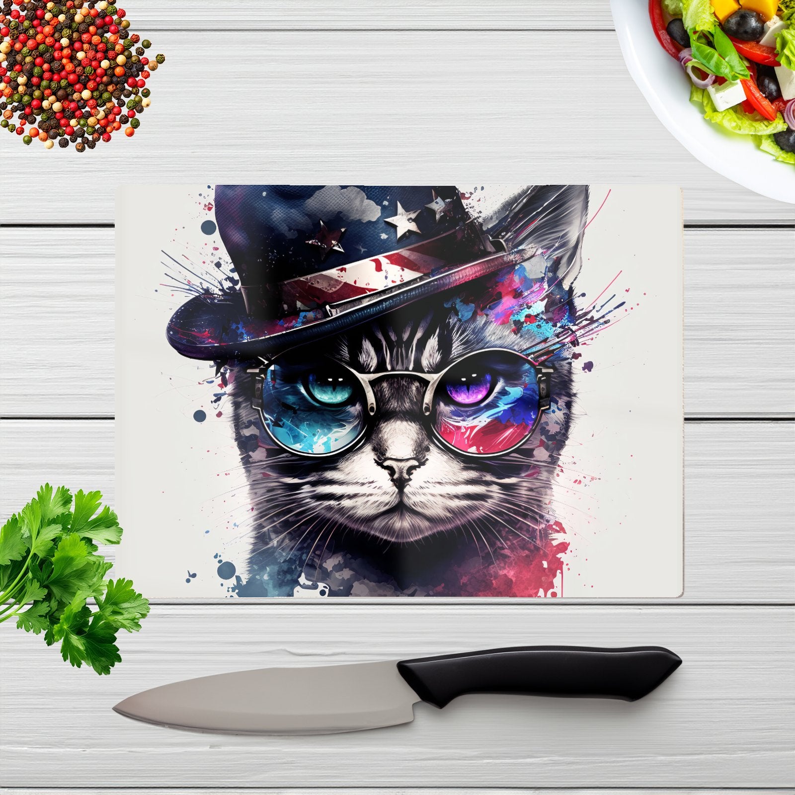 American Shorthair Cat Face Splashart Chopping Board