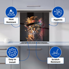Bengal Cat With Glasses Splashart Kitchen Splashback