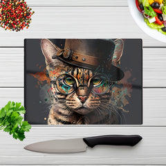 Bengal Cat With Glasses Chopping Board