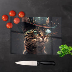 Bengal Cat Face Glasses Splashart Chopping Board