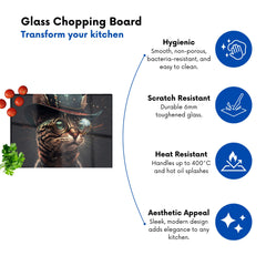 Bengal Cat Face Glasses Splashart Chopping Board