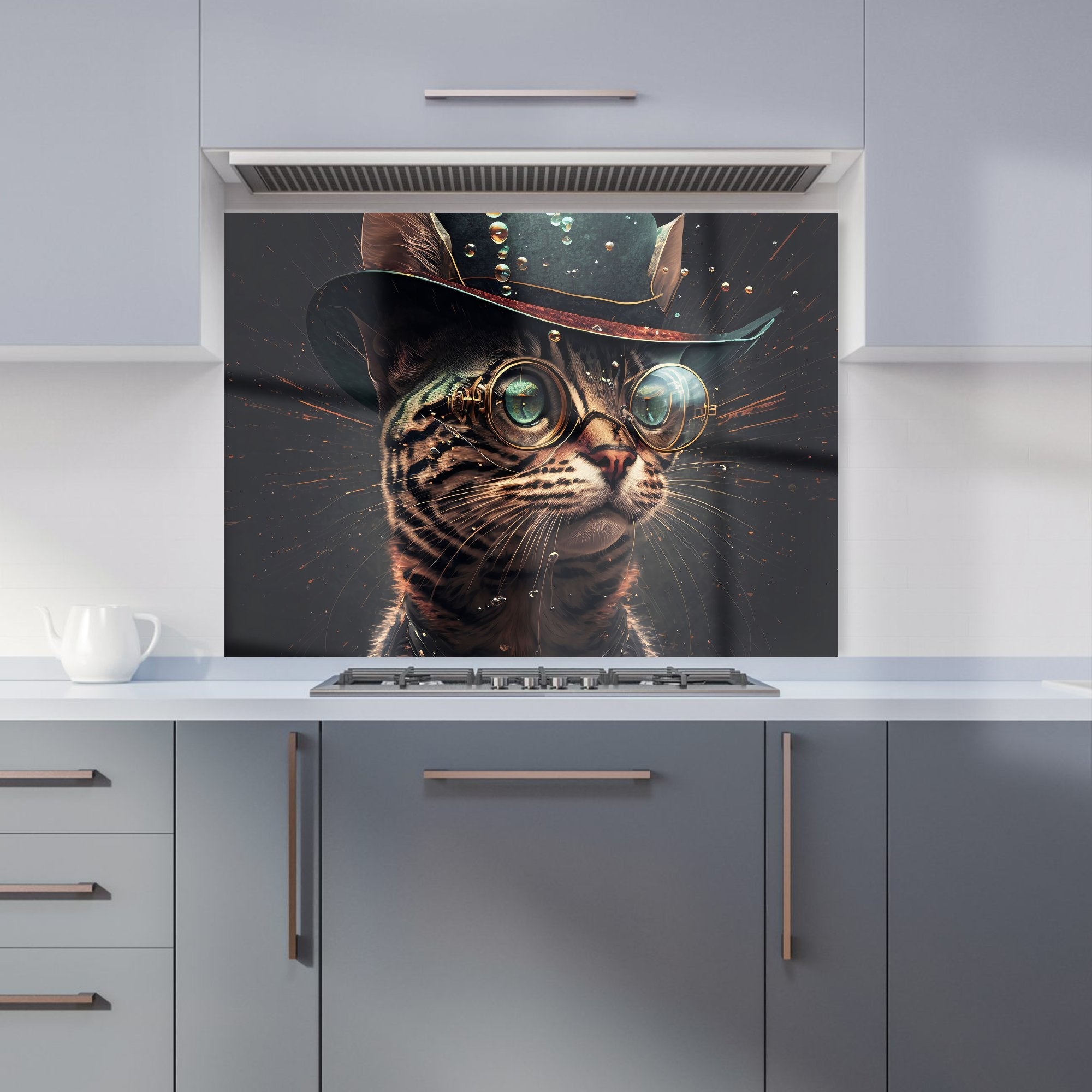 Bengal Cat Face Glasses Splashart Kitchen Splashback