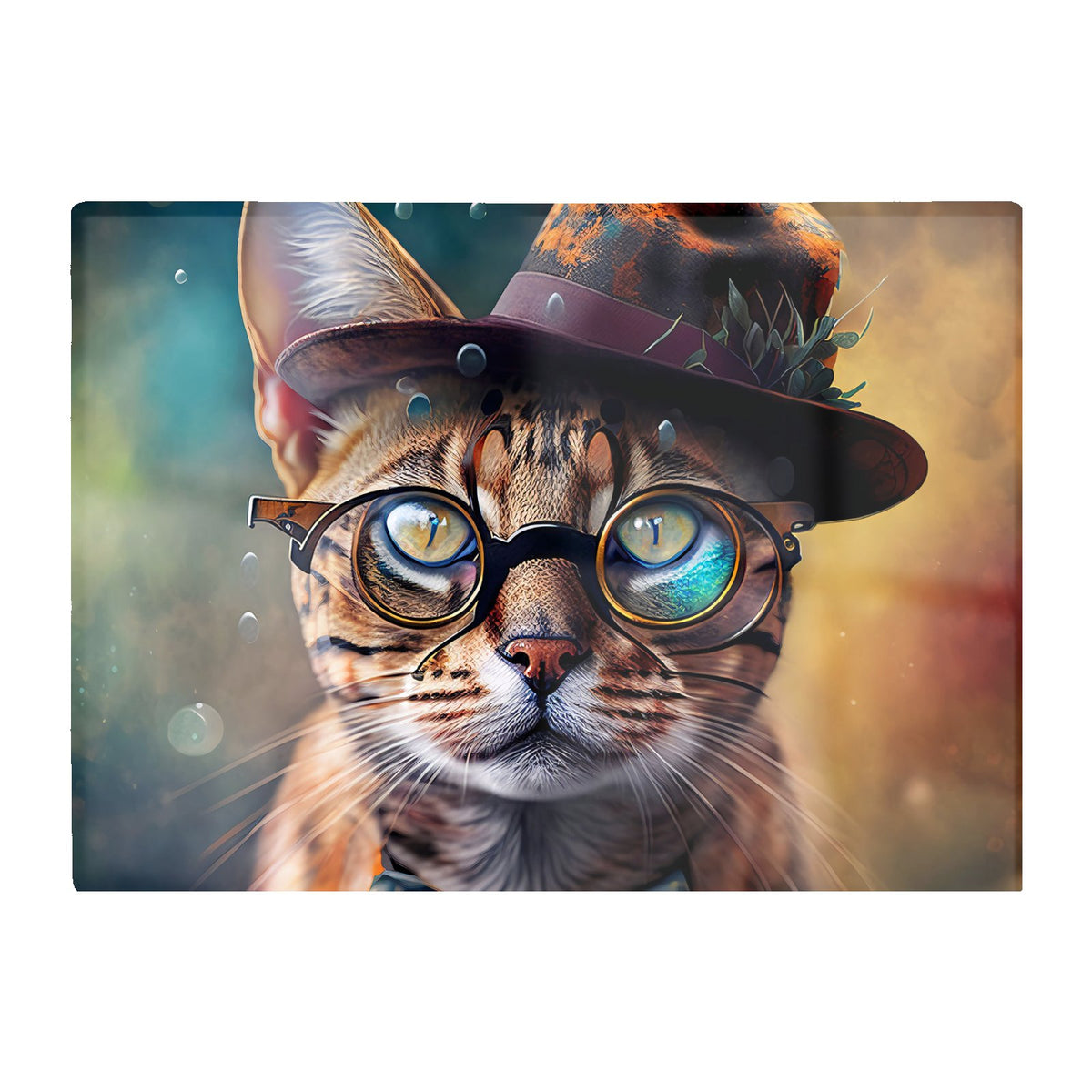 Bengal Cat Face With Splashart Chopping Board