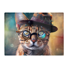 Bengal Cat Face With Splashart Chopping Board