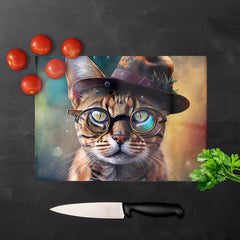 Bengal Cat Face With Splashart Chopping Board
