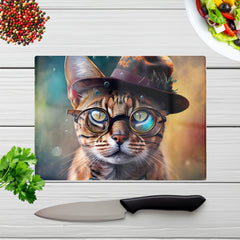 Bengal Cat Face With Splashart Chopping Board