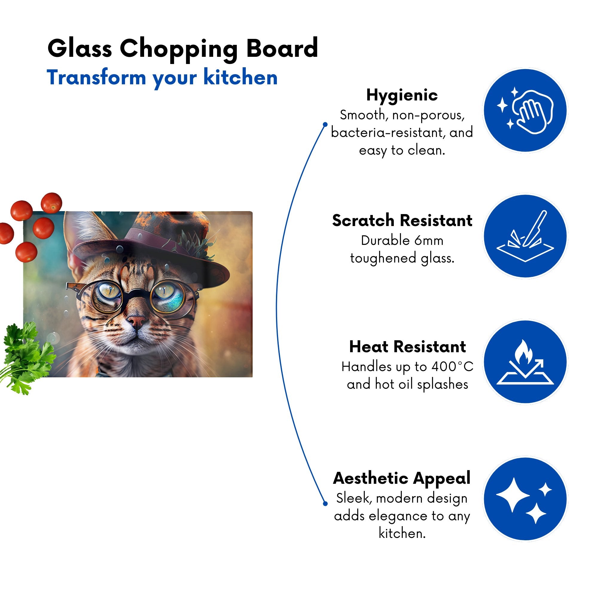Bengal Cat Face With Splashart Chopping Board