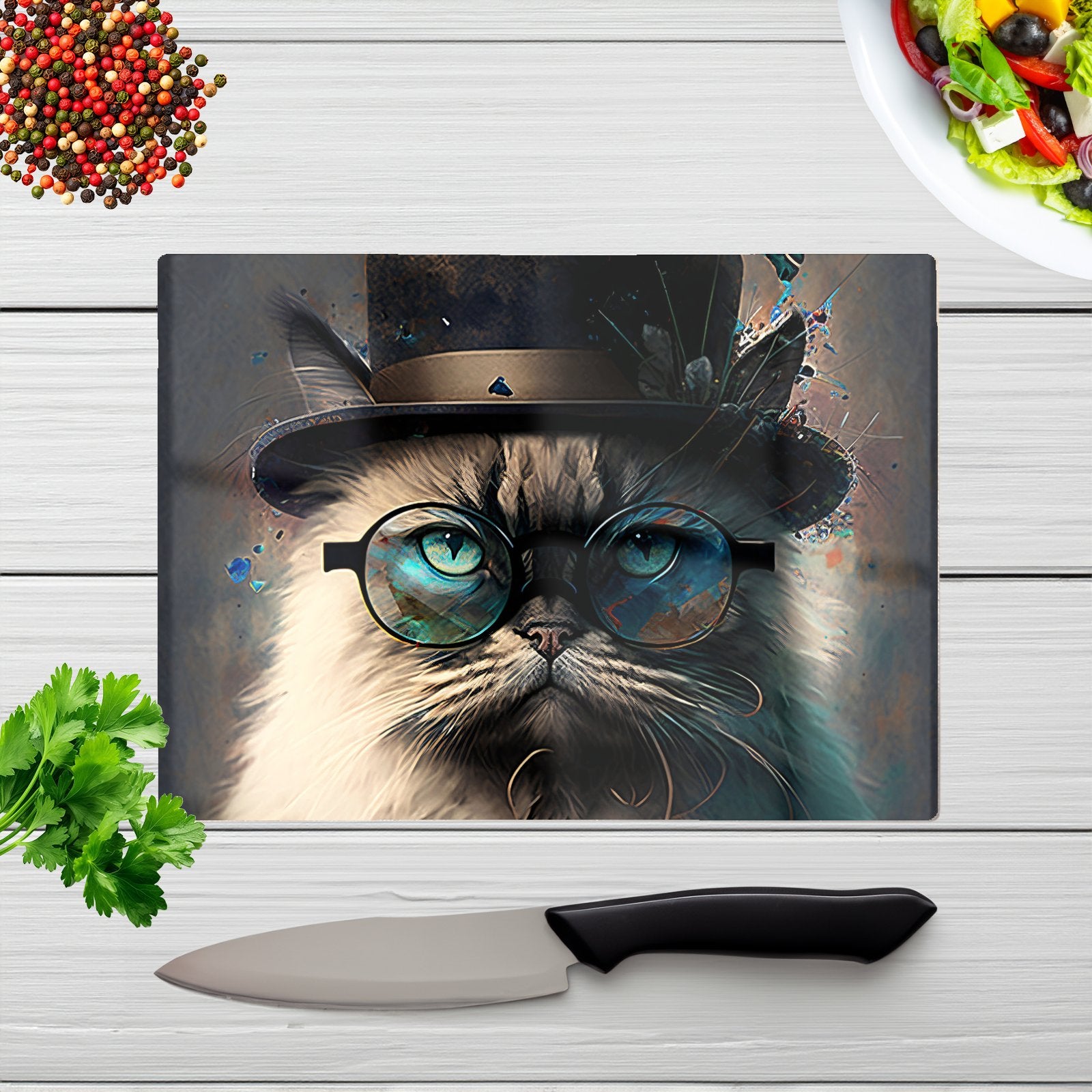 Birman Cat Face Splashart Chopping Board
