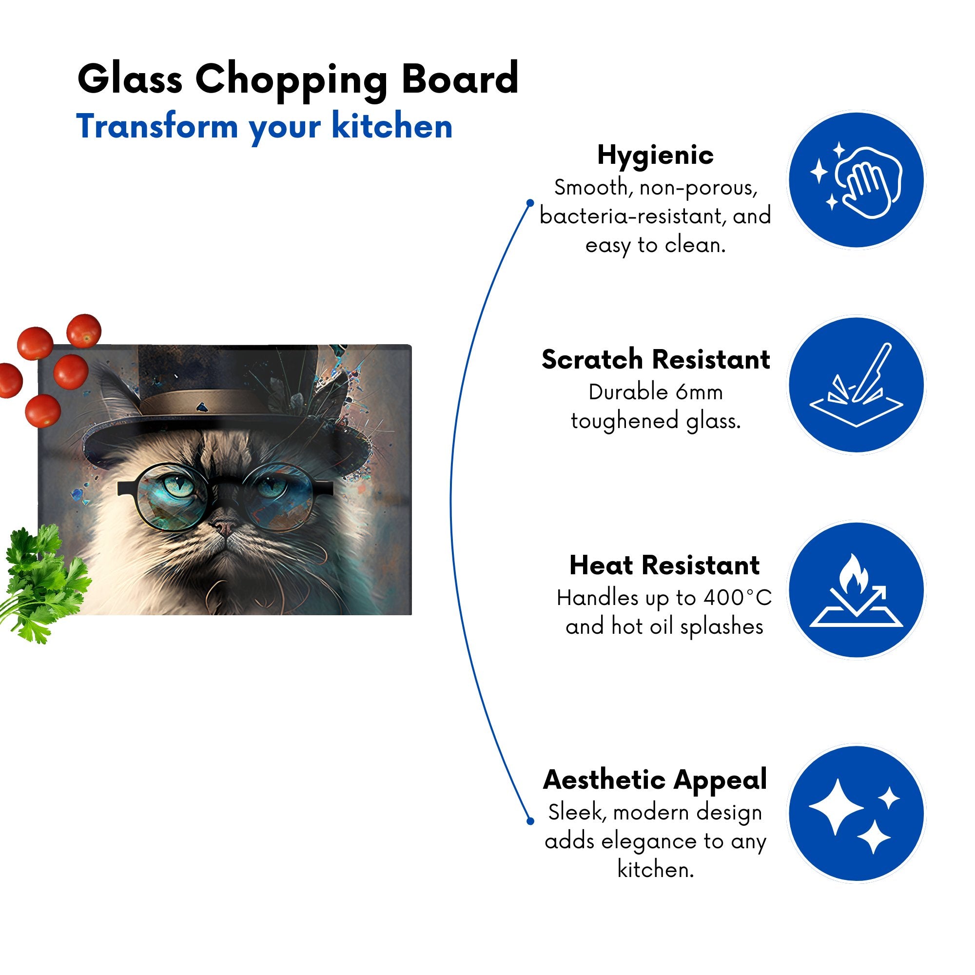 Birman Cat Face Splashart Chopping Board