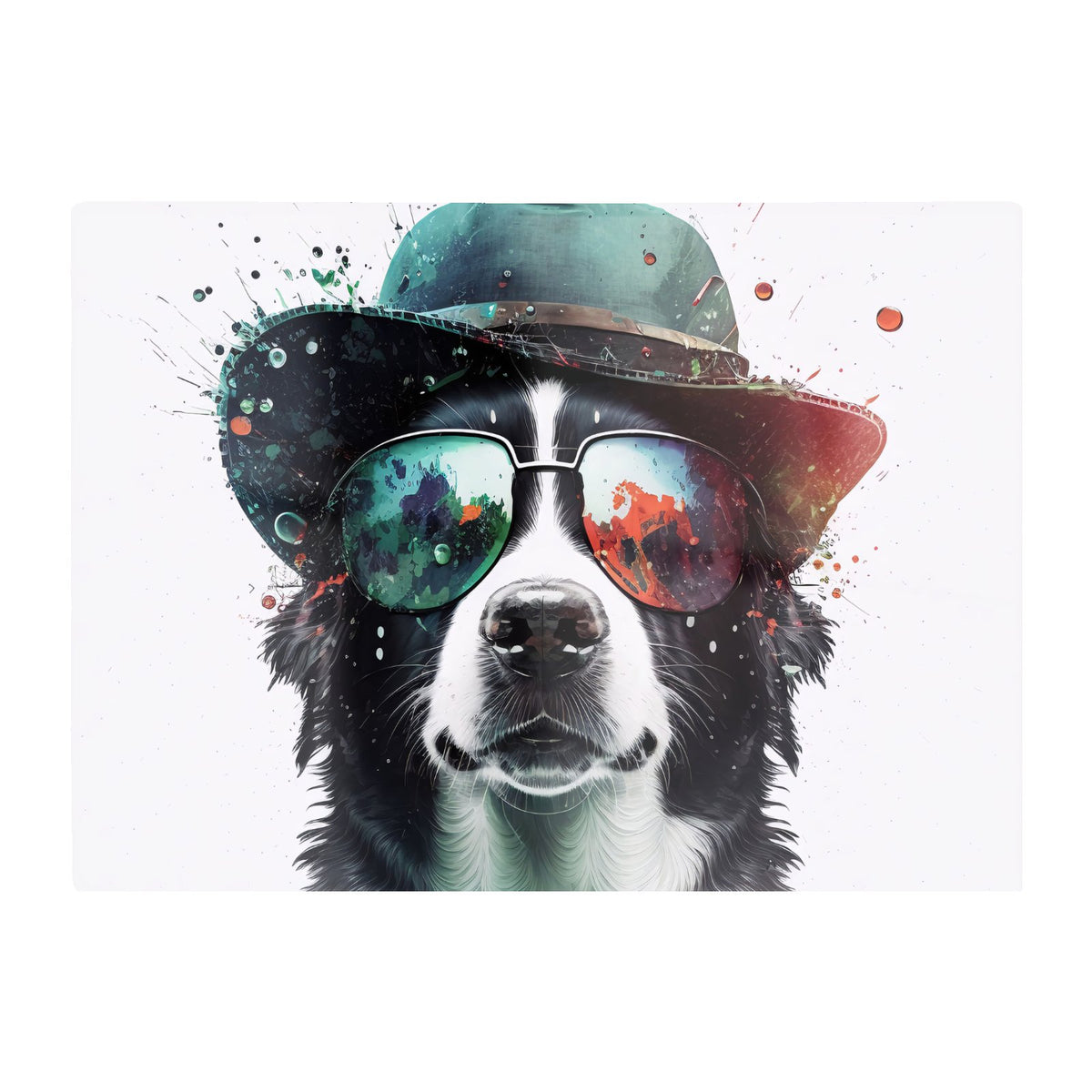 Border Collie Dog Face Splashart Chopping Board