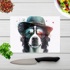 Border Collie Dog Face Splashart Chopping Board