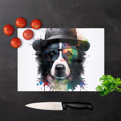 Border Collie Dog Splashart Chopping Board