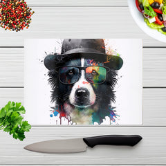 Border Collie Dog Splashart Chopping Board