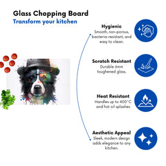 Border Collie Dog Splashart Chopping Board