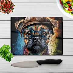Border Terrier Dog Face Splashart Chopping Board