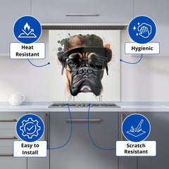 Boxer Dog With Glasses Splashart Kitchen Splashback