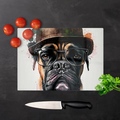 Boxer Dog With Glasses Splashart Chopping Board