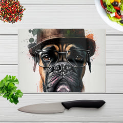 Boxer Dog With Glasses Splashart Chopping Board