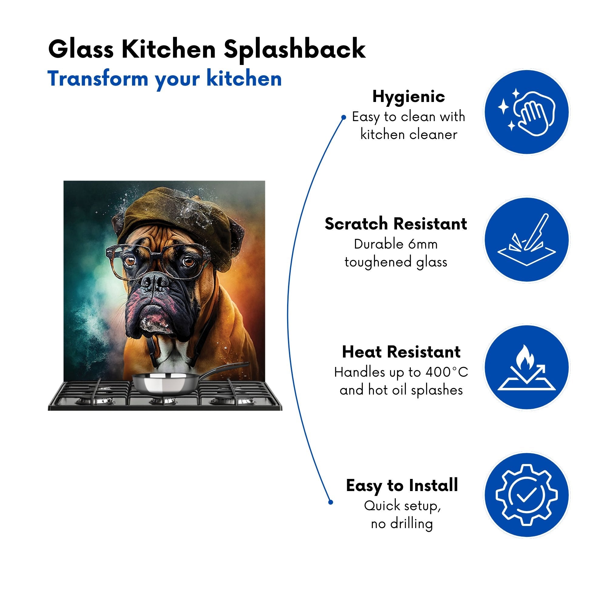 Boxer Dog Splashart Kitchen Splashback