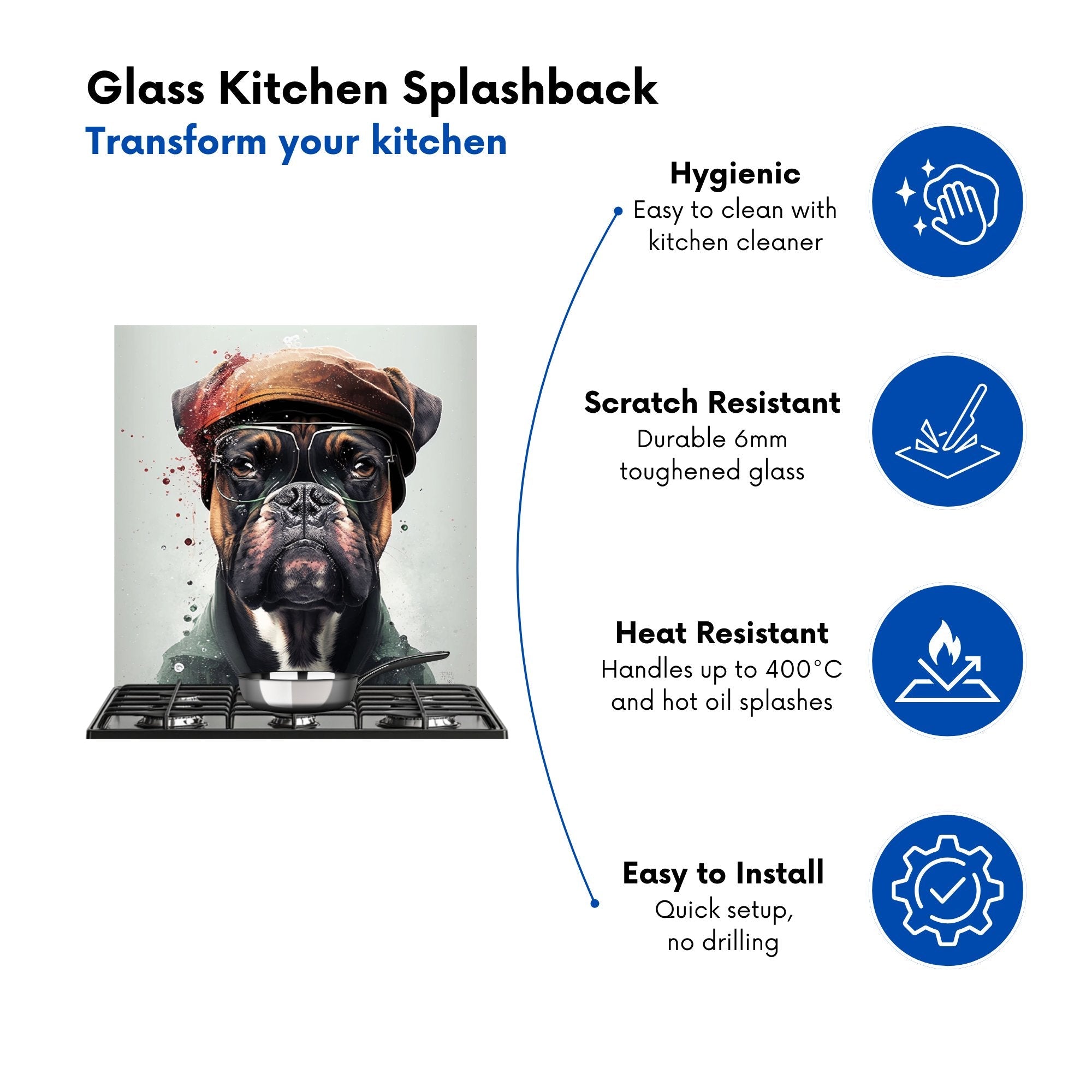 Boxer Dog With Hat Splashart Kitchen Splashback