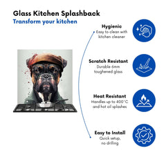 Boxer Dog With Hat Splashart Kitchen Splashback