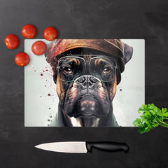 Boxer Dog With Hat Splashart Chopping Board