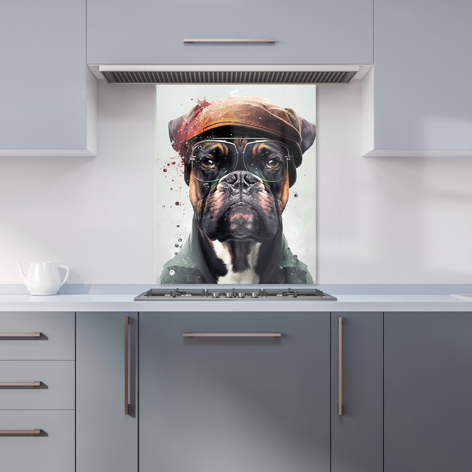 Boxer Dog With Hat Splashart Kitchen Splashback