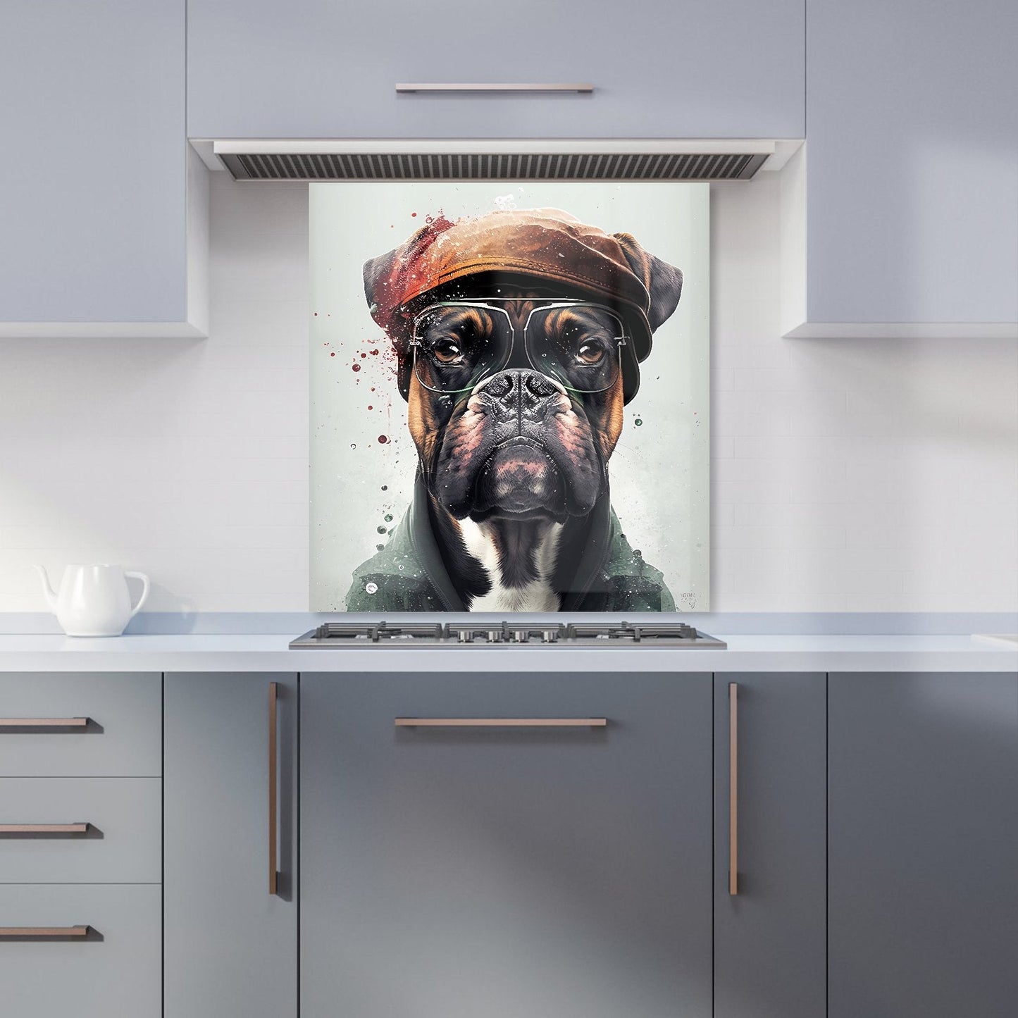 Boxer Dog With Hat Splashart Kitchen Splashback