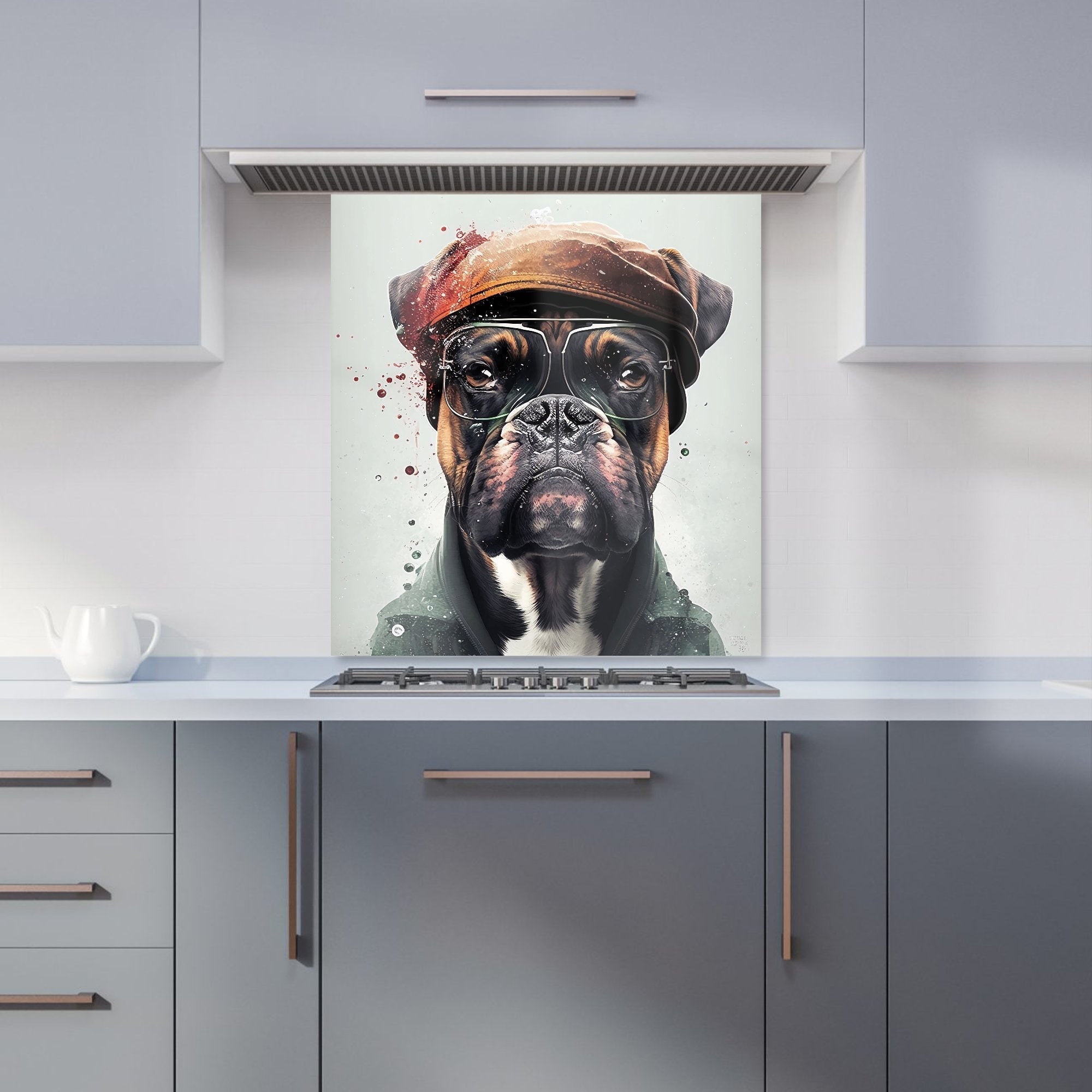 Boxer Dog With Hat Splashart Kitchen Splashback