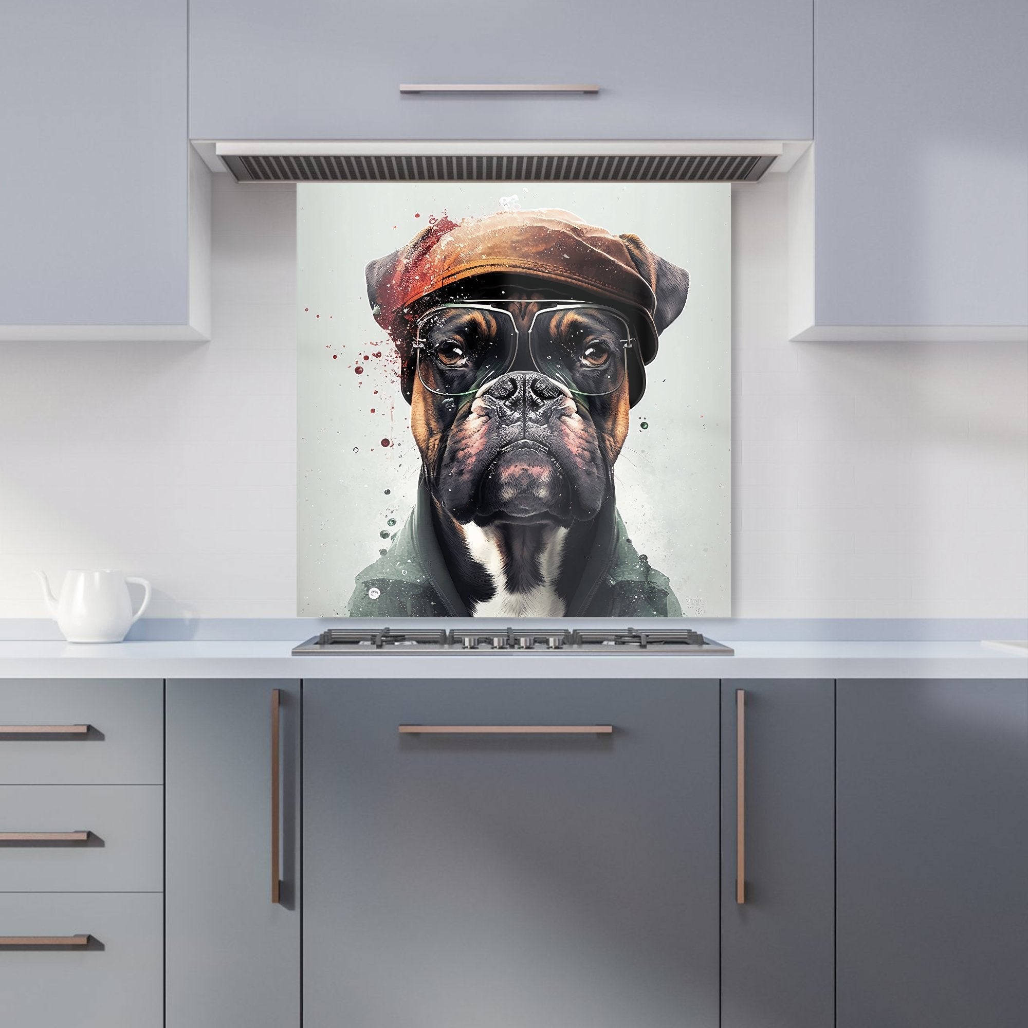Boxer Dog With Hat Splashart Kitchen Splashback