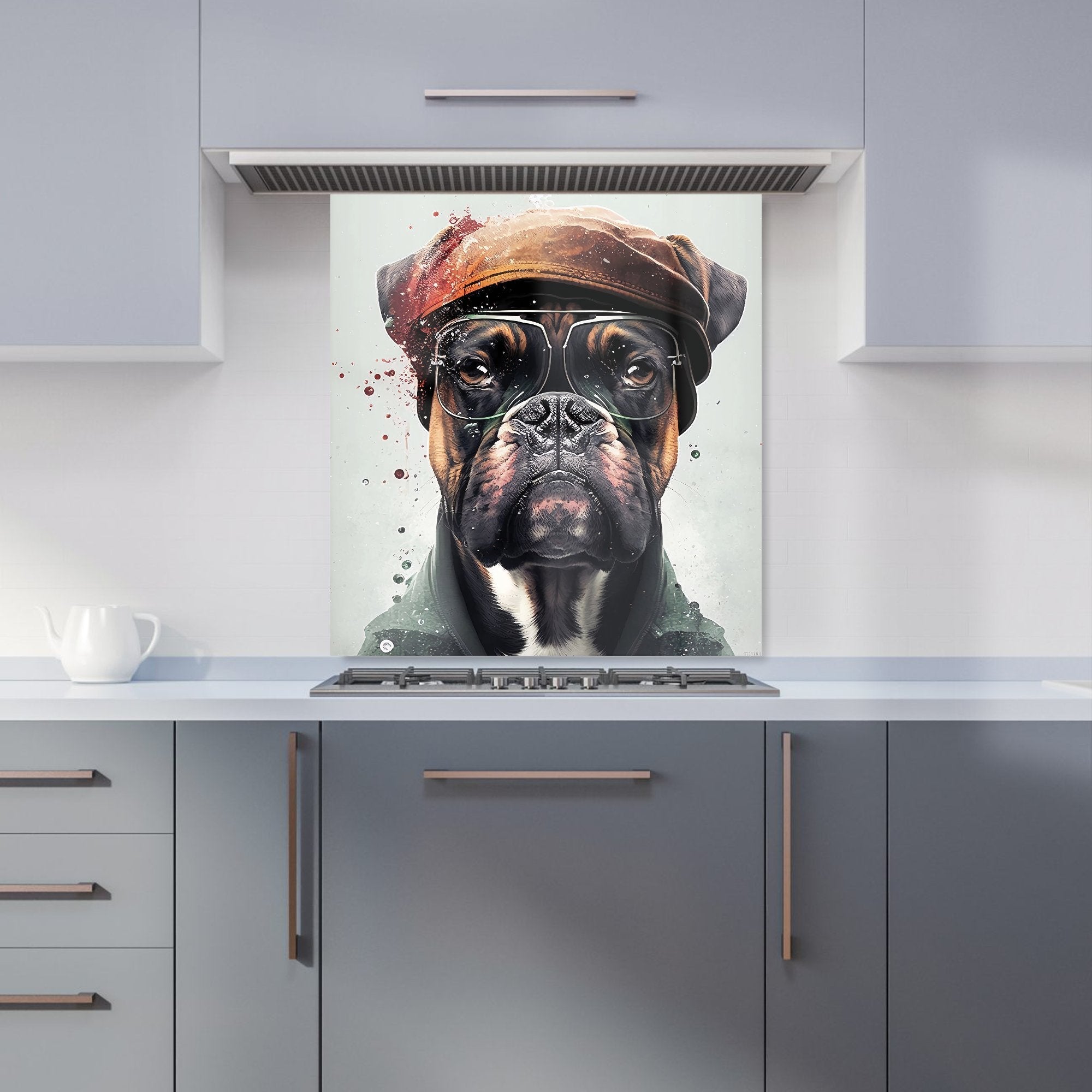Boxer Dog With Hat Splashart Kitchen Splashback