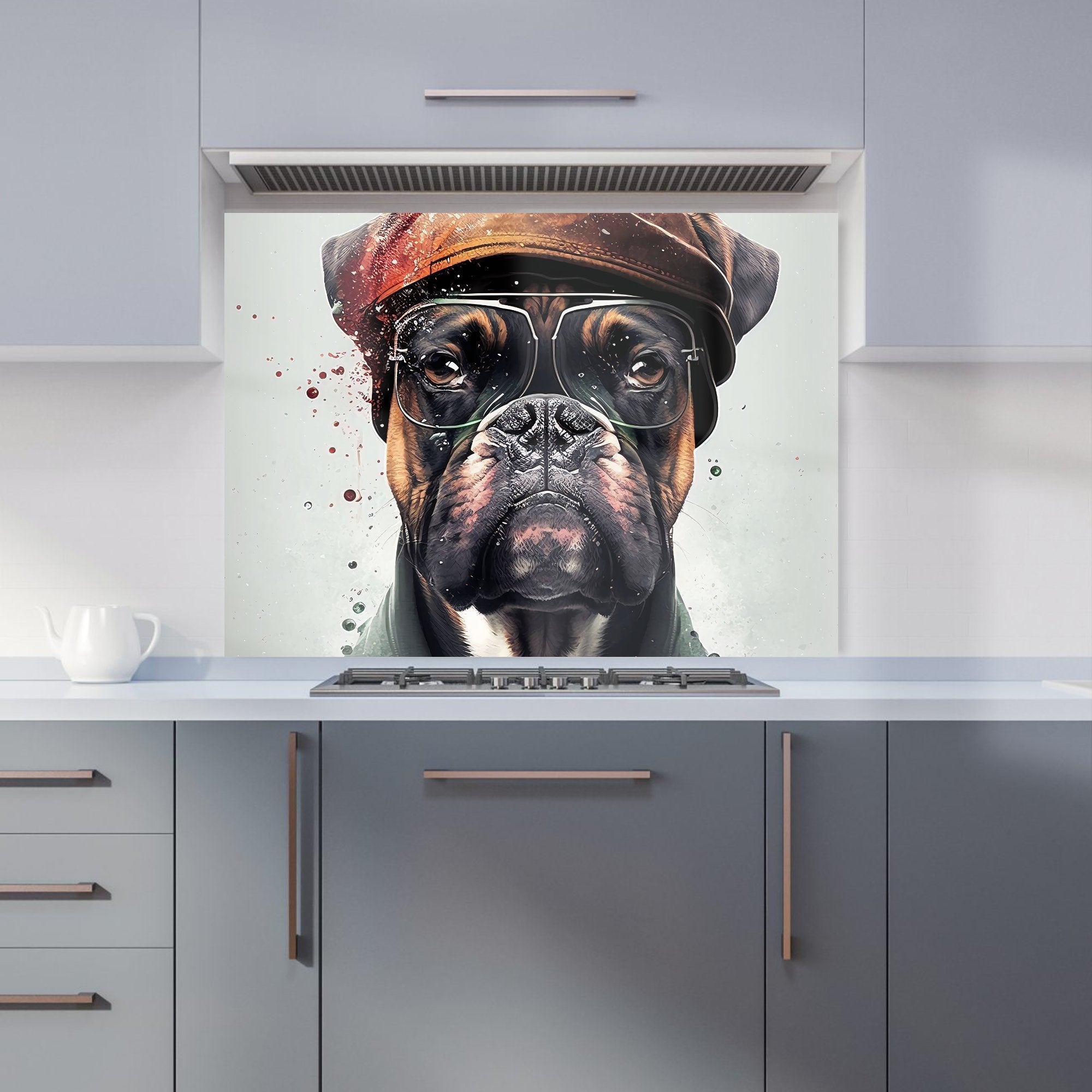 Boxer Dog With Hat Splashart Kitchen Splashback