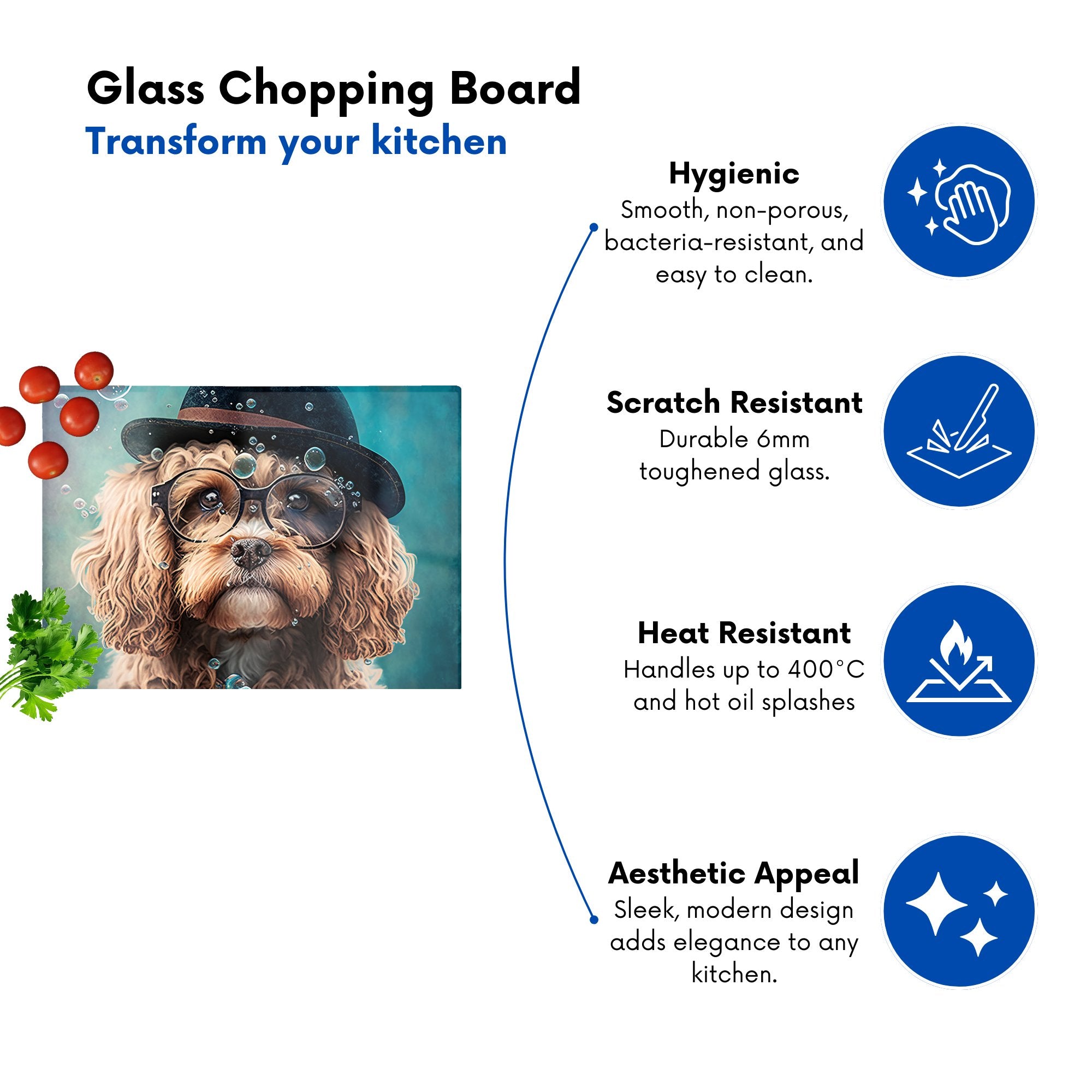 Cavapoo Dog Splashart Chopping Board