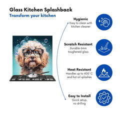 Cavapoo Dog With Glasses Splashart Kitchen Splashback