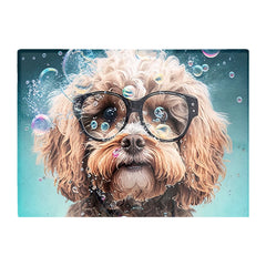 Cavapoo Dog With Glasses Splashart Chopping Board