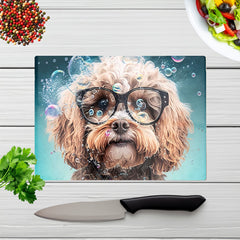 Cavapoo Dog With Glasses Splashart Chopping Board