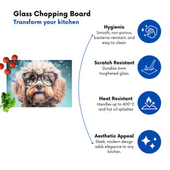 Cavapoo Dog With Glasses Splashart Chopping Board