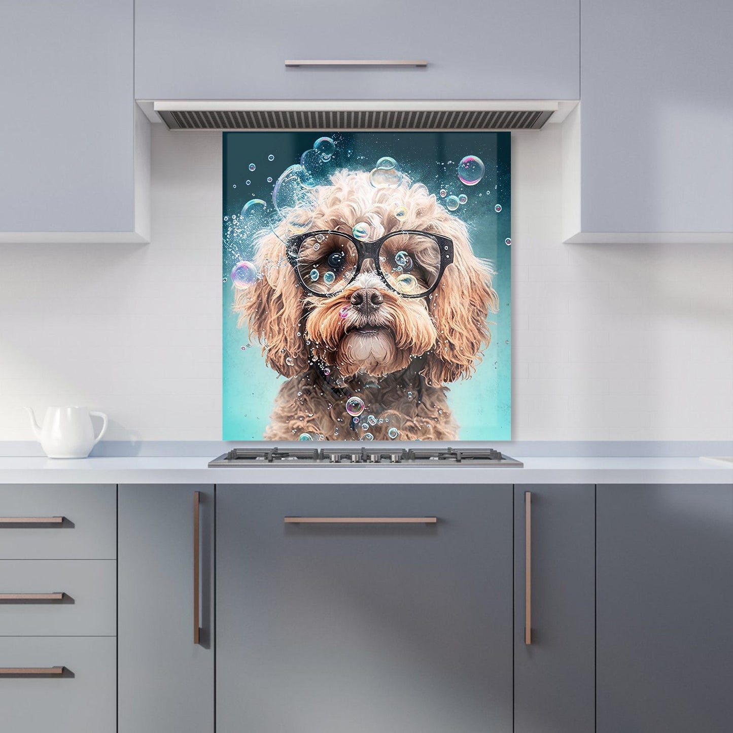 Cavapoo Dog With Glasses Splashart Kitchen Splashback